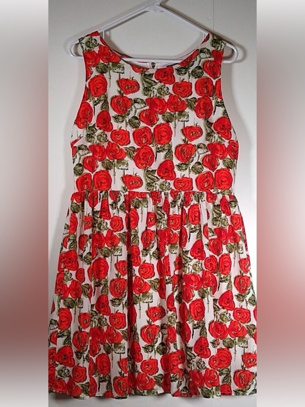 Anthropologie Sunday in Brooklyn Red Rose Floral Sleeveless Fit & Flare Dress M